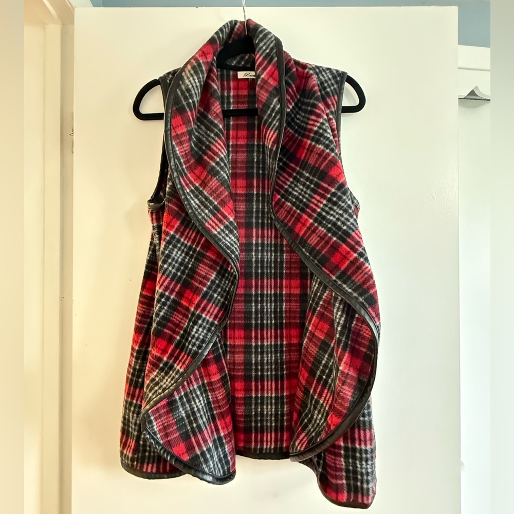 Red and Black Plaid Cardigan